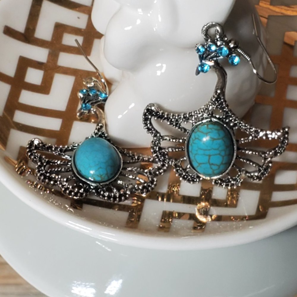 Gianna - Genuine Turquoise and Sterling Silver Earrings - Picture 2 of 8